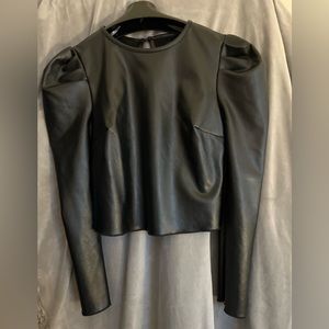 Aqua Faux Leather Top